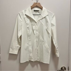 Lafayette 148 New York White Asymmetrical Blouse Pleated